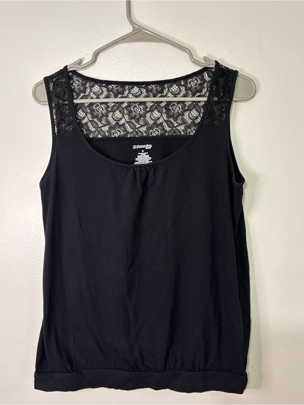 St. John's Bay Black Lace-Back Sleeveless Tank